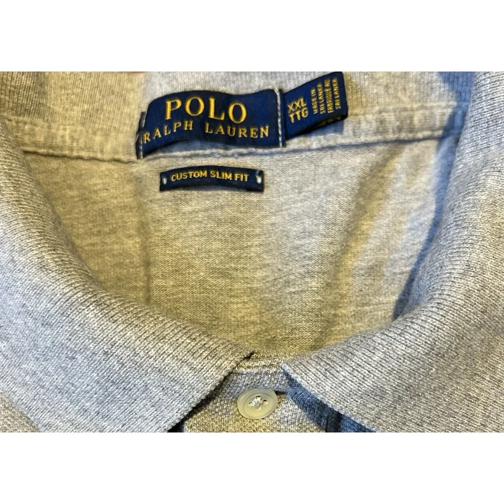 Polo Ralph Lauren Big Pony Shirt Mens Gold Crest Custom‎ Slim Fit Size 2XL Rugby